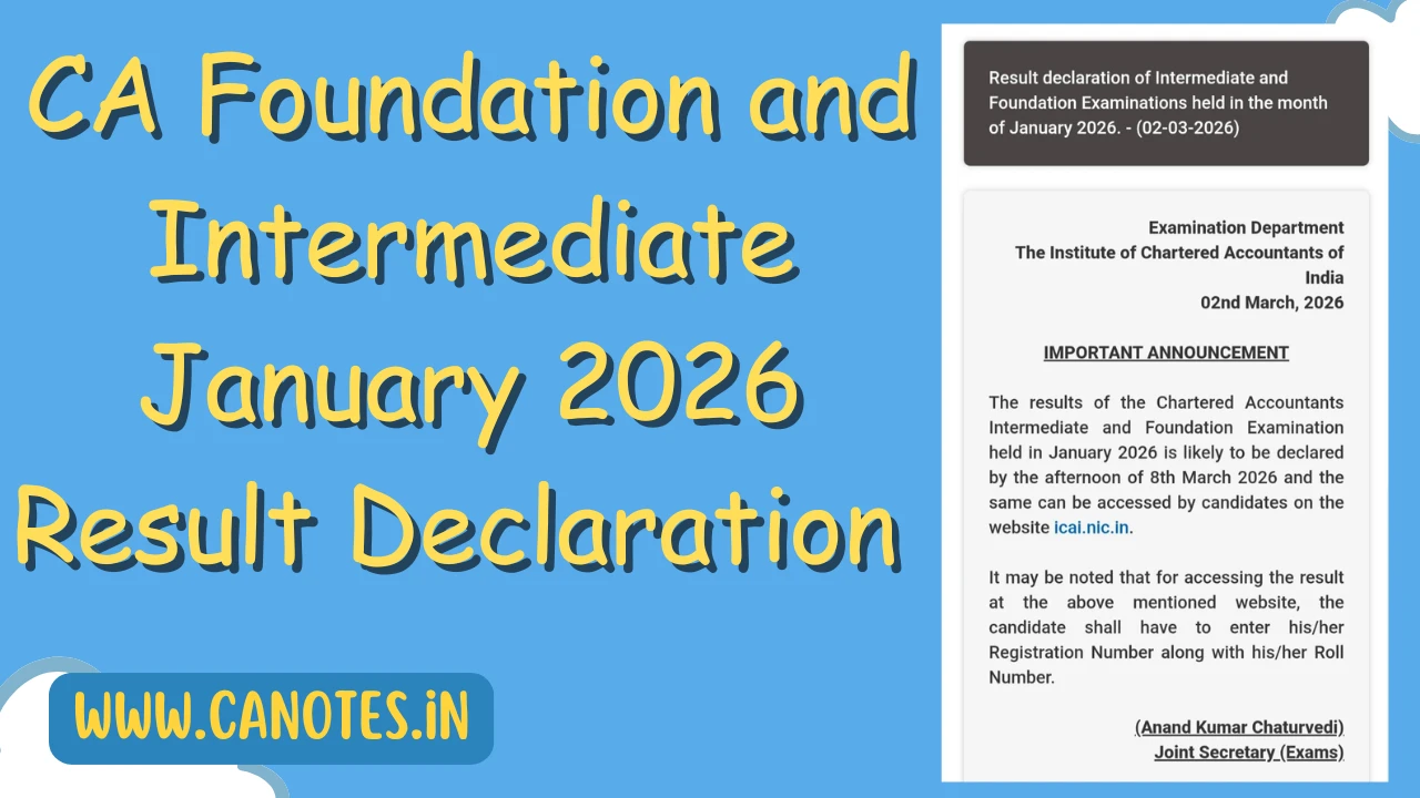 CA Foundation and CA Intermediate January 2026 Result Declaration